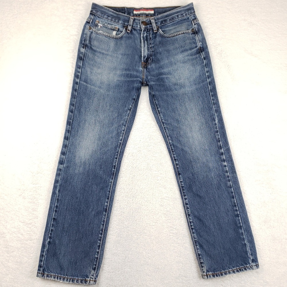 Tommy Hilfiger Mens 29x30 Medium Wash Blue Straight Leg Cotton Jeans C817888699